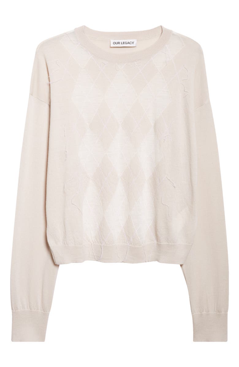 OUR LEGACY Sonar Distressed Argyle Plaid Wool Sweater, Alternate, color, Blossom Argyle Fine Wool