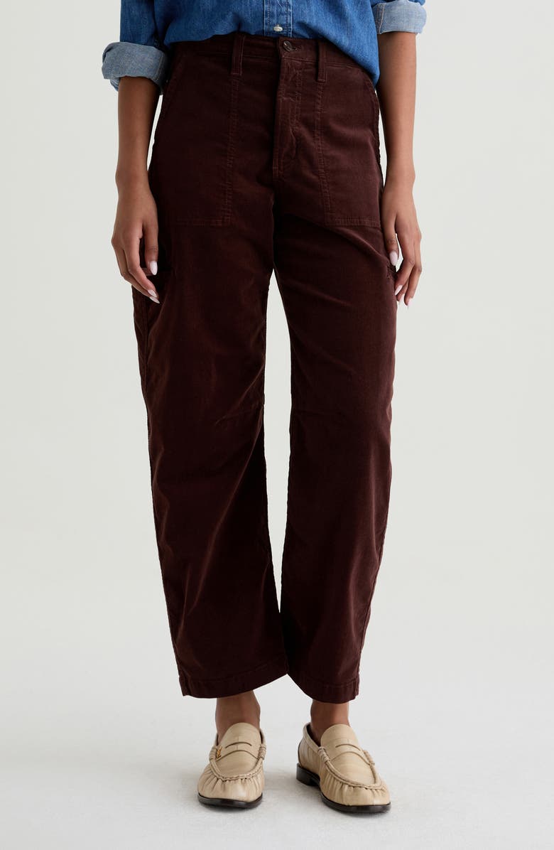 AG Hazal Ankle Barrel Utility Corduroy Pants, Main, color, Coffee Bean