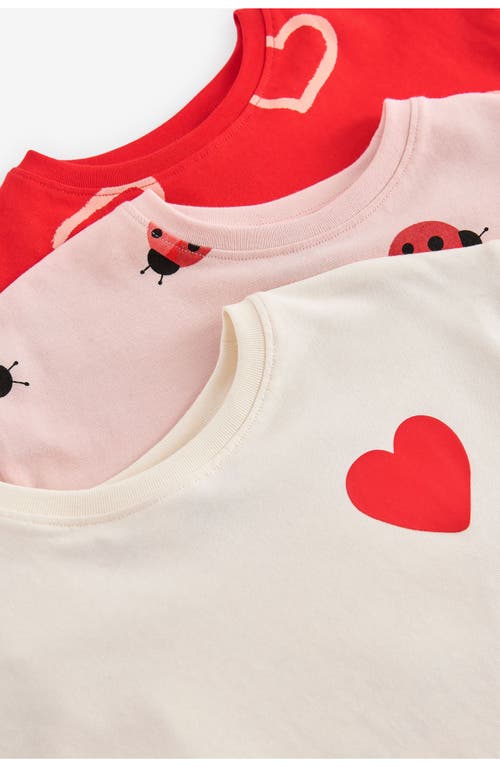 Next Kids' Assorted 3-pack Cotton Graphic T-shirts In Red