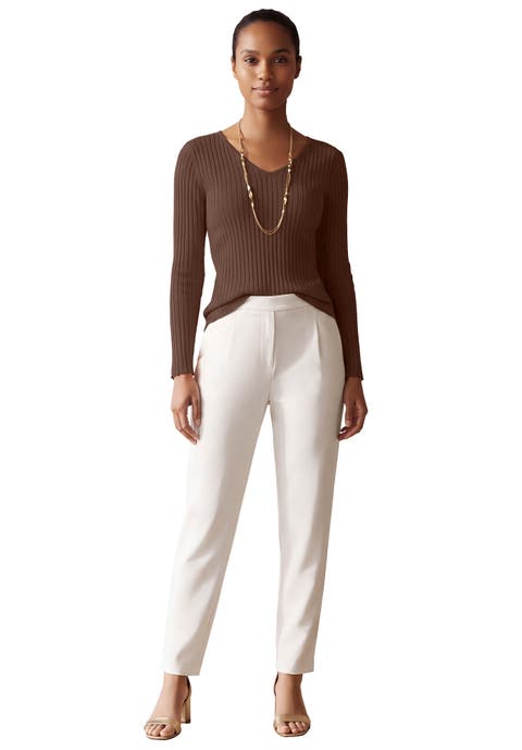 V Neck Ribbed Sweater