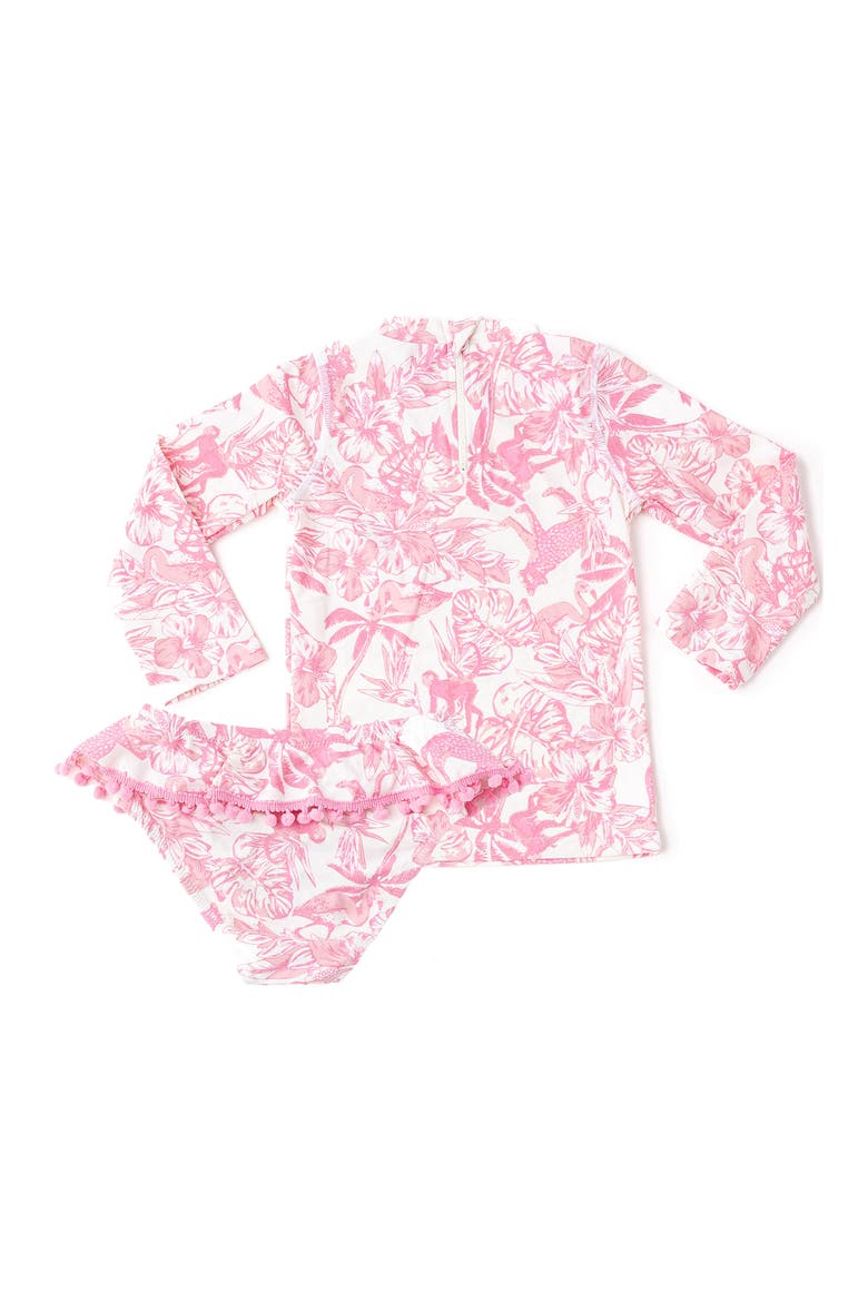 Kids' Long Sleeve UPF 50+ Two-Piece Rashguard Swimsuit, Alternate, color, PINK