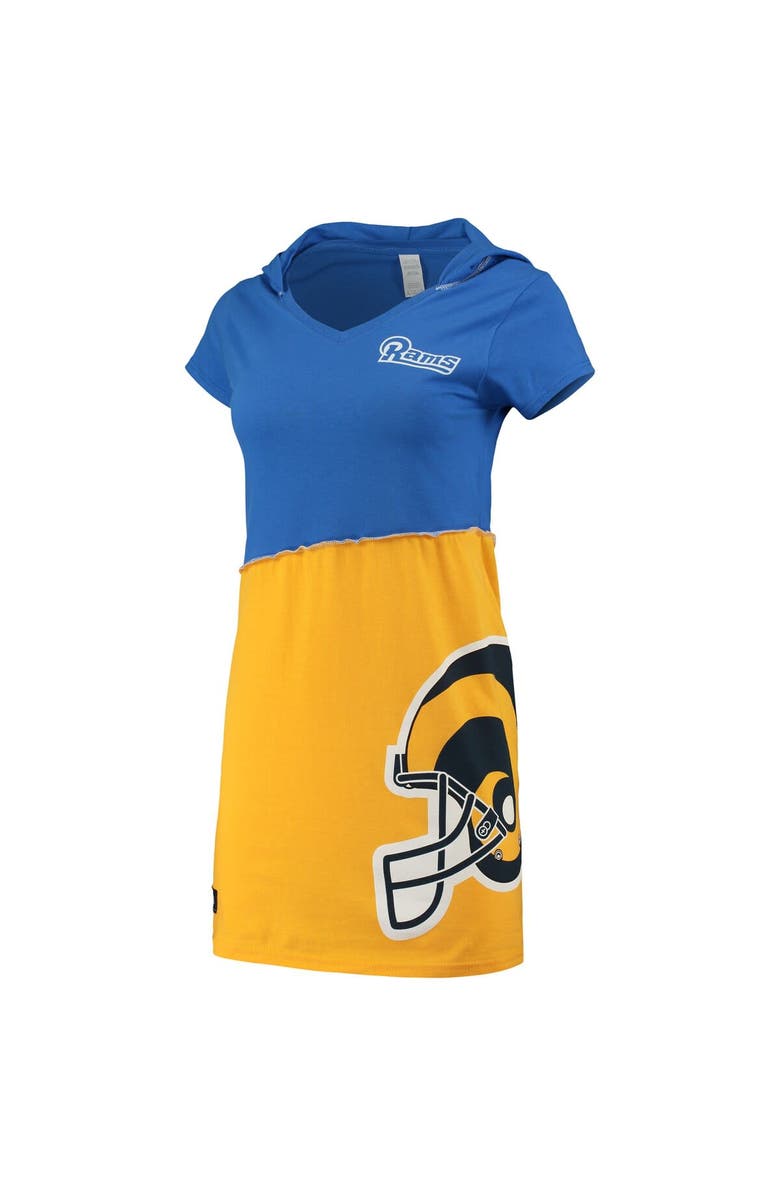 REFRIED APPAREL Women's Refried Apparel Royal/Gold Los Angeles Rams Sustainable Hooded Mini Dress, Main, color, Royal