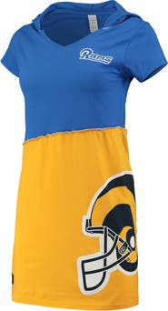 REFRIED APPAREL Women's Refried Apparel Royal/Gold Los Angeles Rams Sustainable Hooded Mini Dress