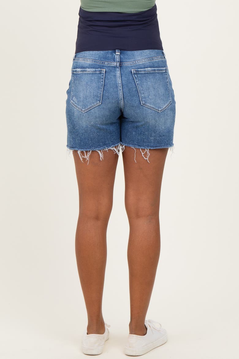 Distressed Frayed Hem Maternity Denim Shorts, Alternate, color, Blue