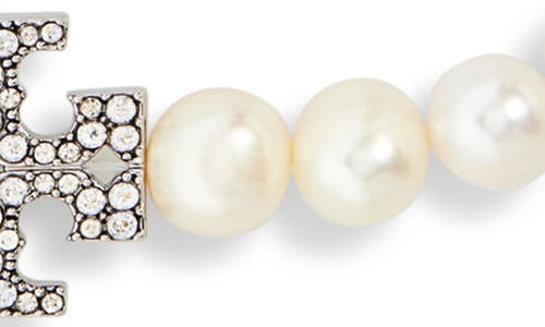 Tory Burch Kira Cultured Pearl Necklace In Tory Silver/pearl/crystal