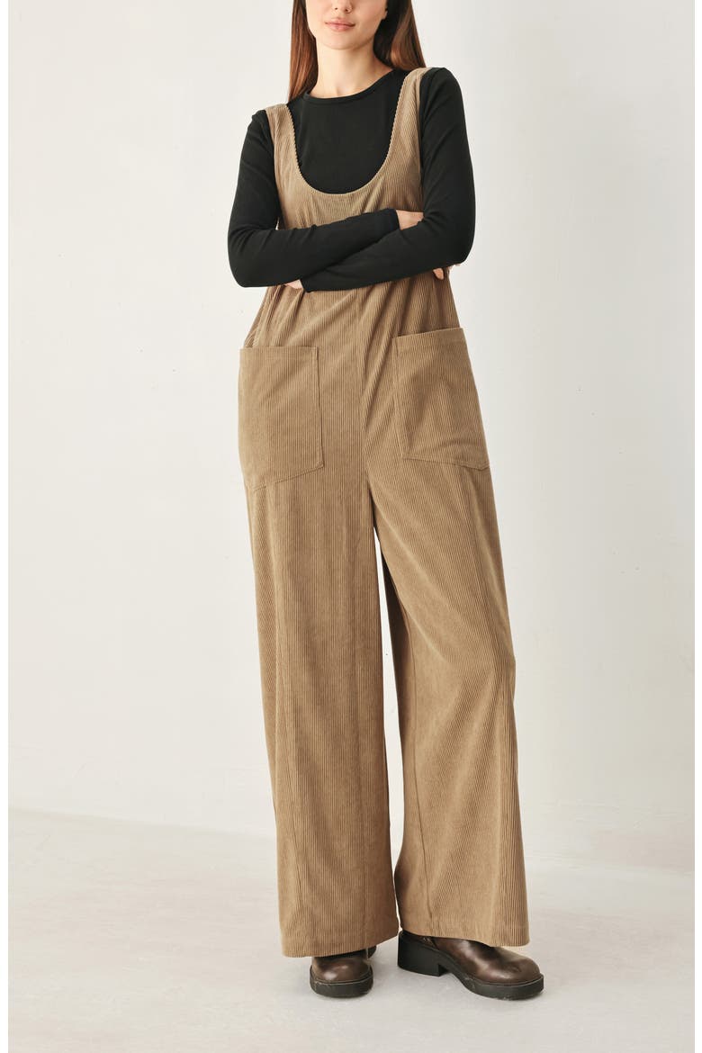 Wide Leg Corduroy Jumpsuit, Alternate, color, BROWN