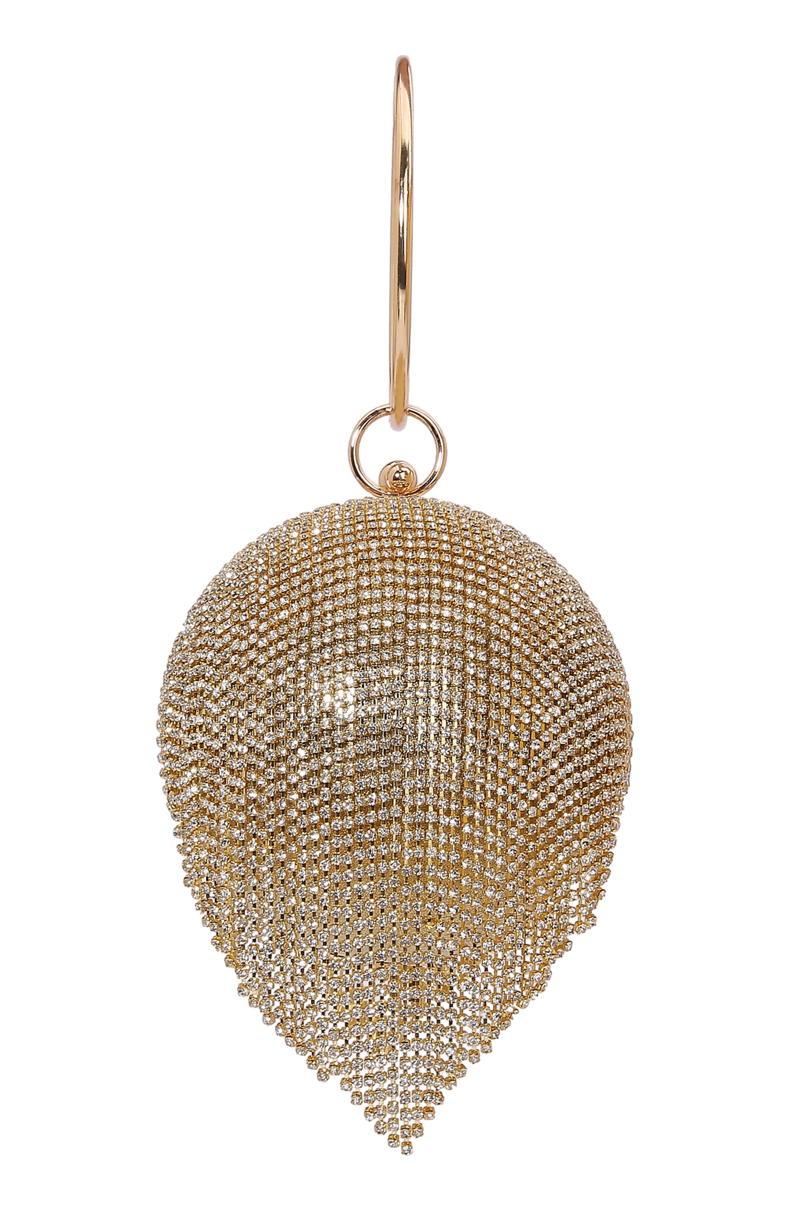 Tear Drop Fringe Rhinestone Clutch, Alternate, color, GOLD