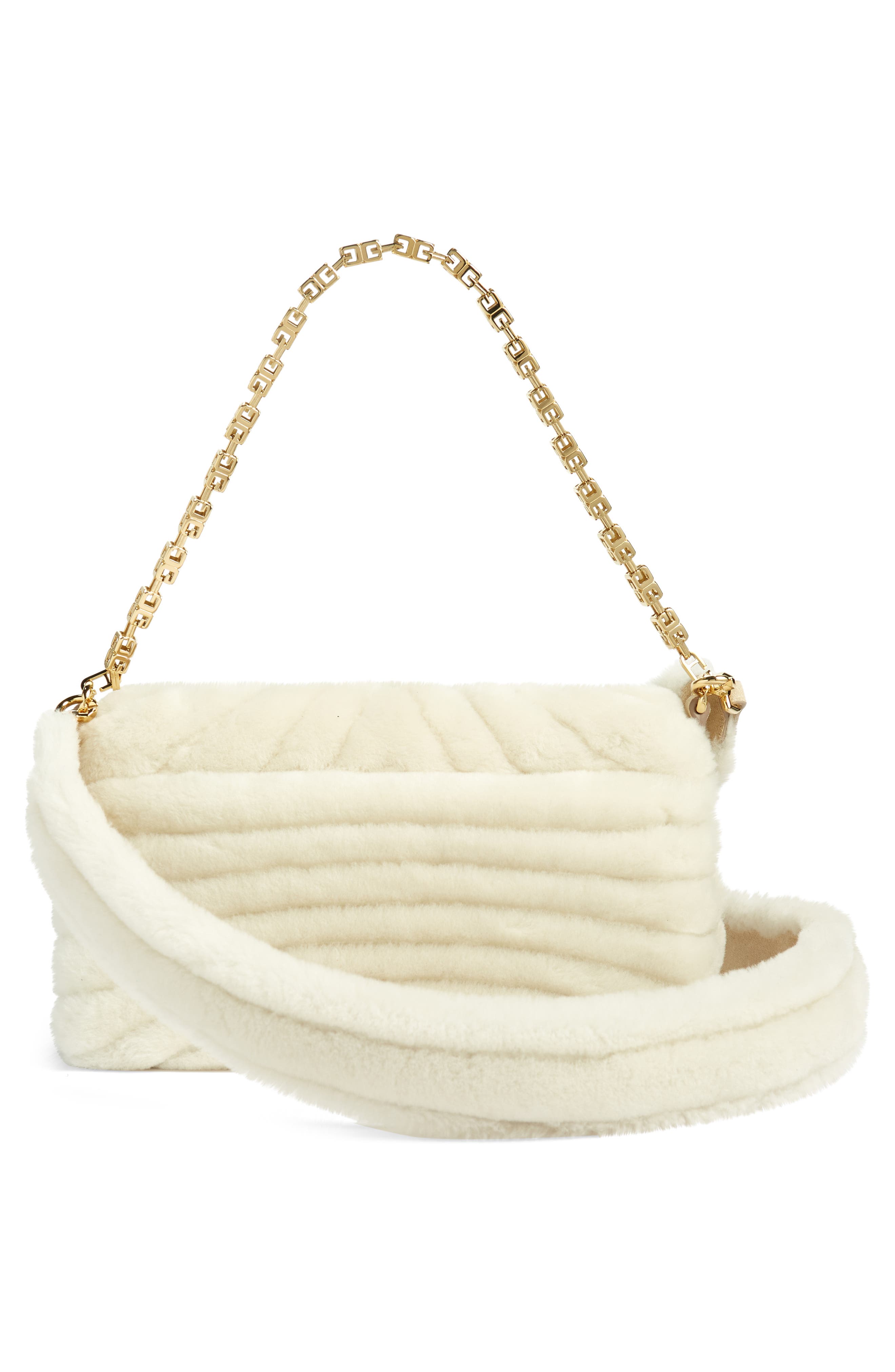Givenchy Small 4G Quilted Genuine Shearling Crossbody Bag, Alternate, color, 