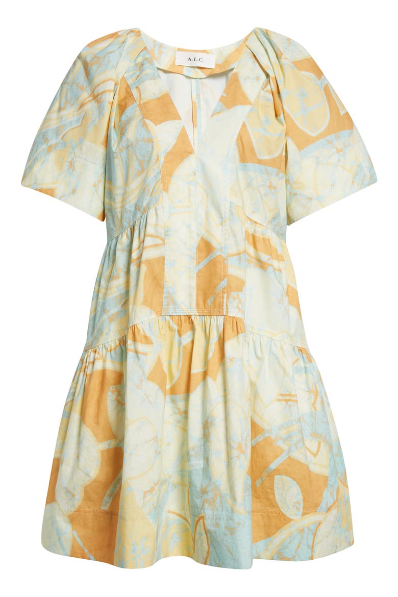 Camila Printed Tiered Cotton Minidress, Alternate, color, CUMIN/ SEA GLASS