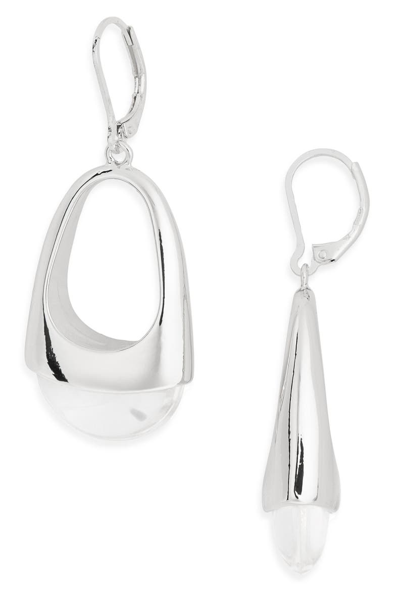 Resin Teardrop Earrings, Main, color, CLEAR- SILVER