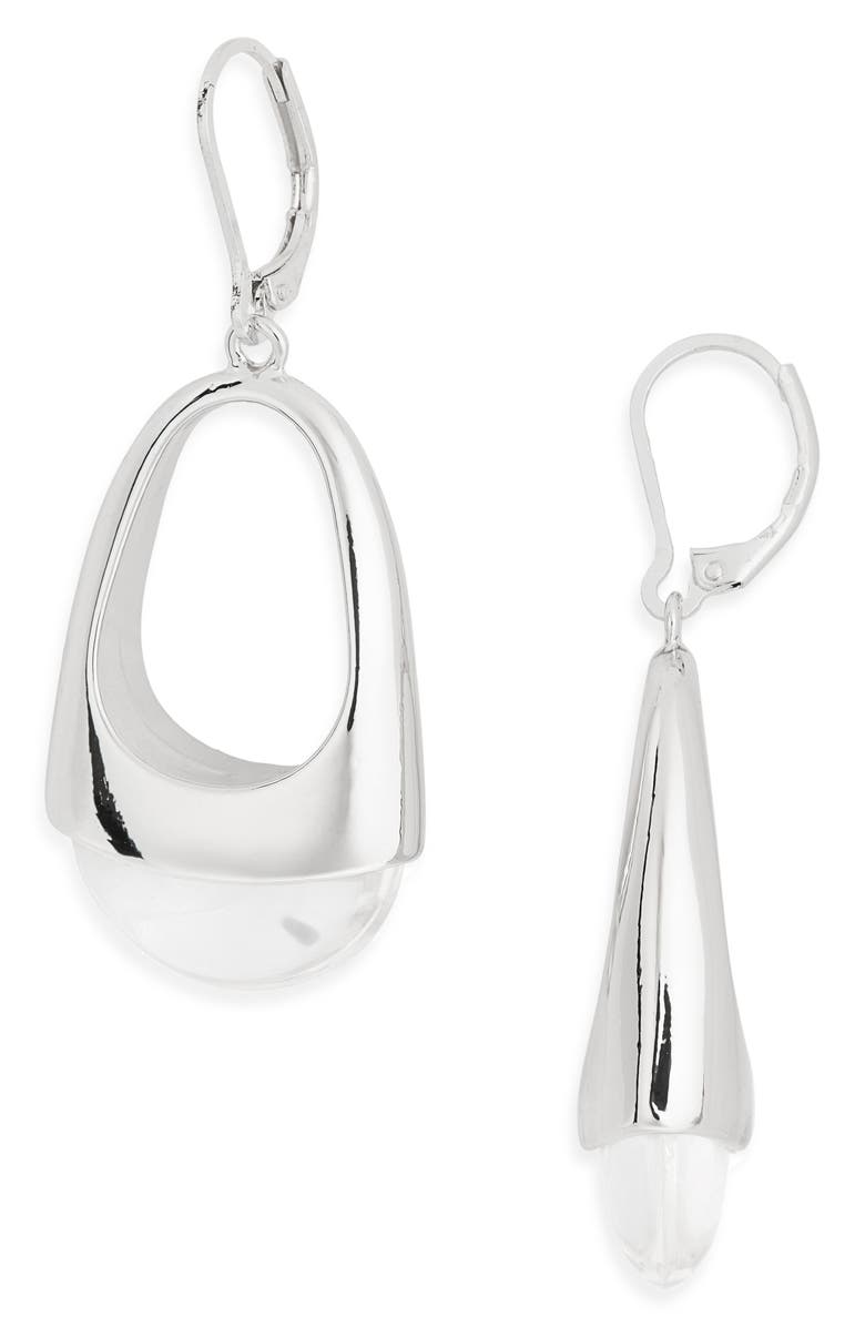 Leith Resin Teardrop Earrings, Main, color, Clear- Silver