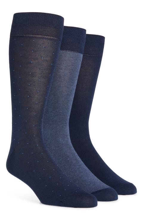 Assorted 3-Pack Cotton Blend Dress Socks