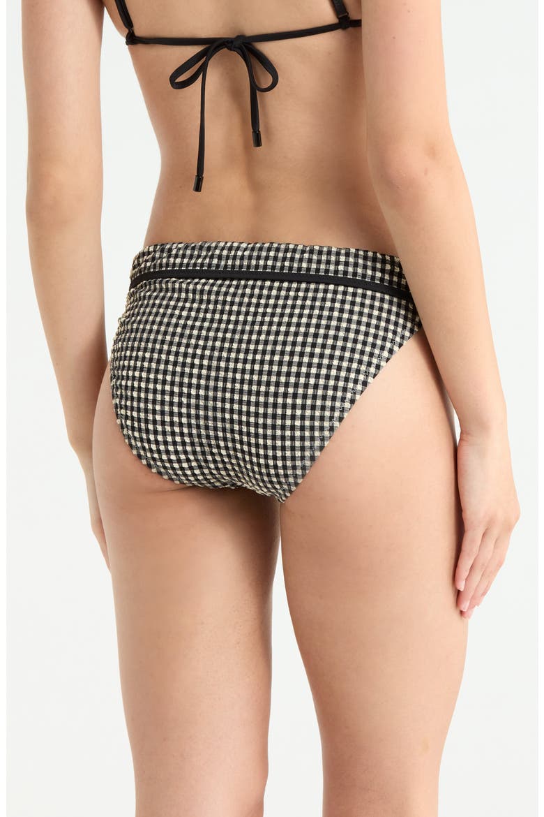 Banded Smocked Hipster Bikini Bottoms, Alternate, color, BLACK/ CREAM