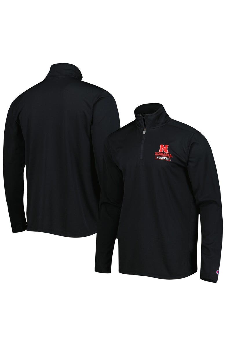 Champion Men's Champion Black Nebraska Huskers Textured Quarter-Zip Jacket, Main, color, 