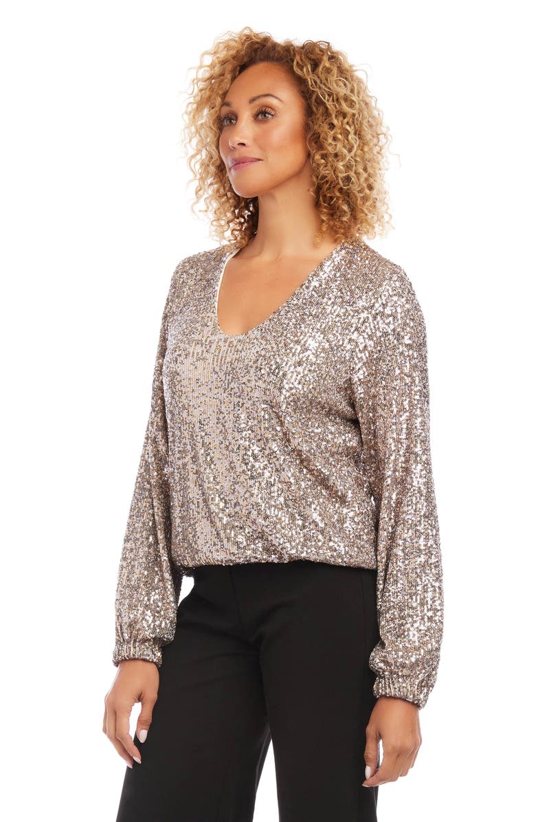 Karen Kane Sequin Blouson Sleeve Top, Alternate, color, 