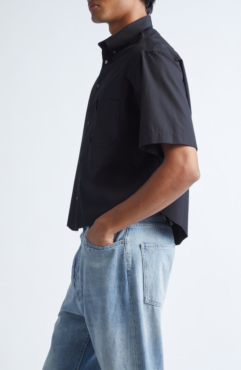 Maison Margiela Short Sleeve Button-Down Shirt, Alternate, color, Black