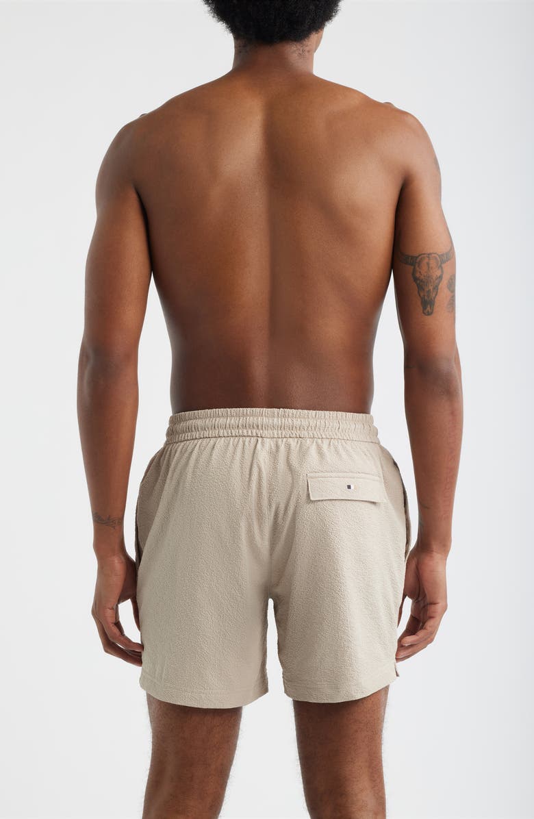 BOSS Relax Seersucker Swim Trunks, Alternate, color, Light Beige