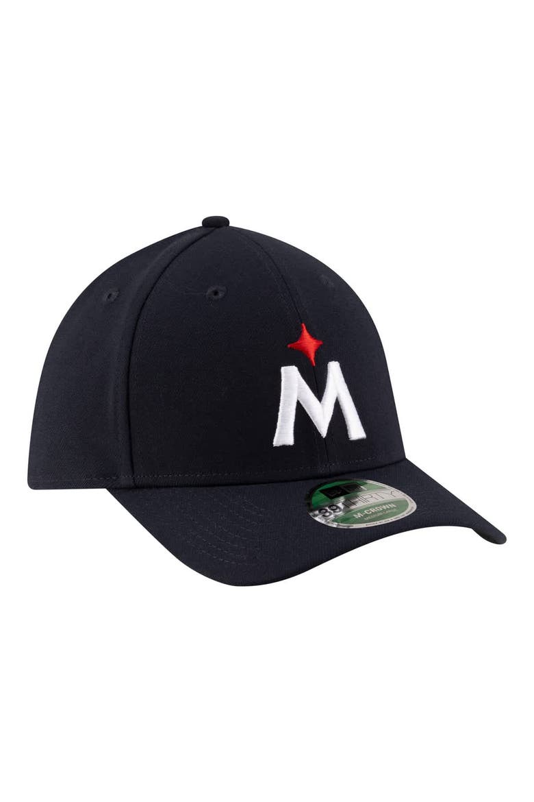 Men's New Era  Navy Minnesota Twins Player Replica 39THIRTY M-Crown Flex Hat, Alternate, color, Navy