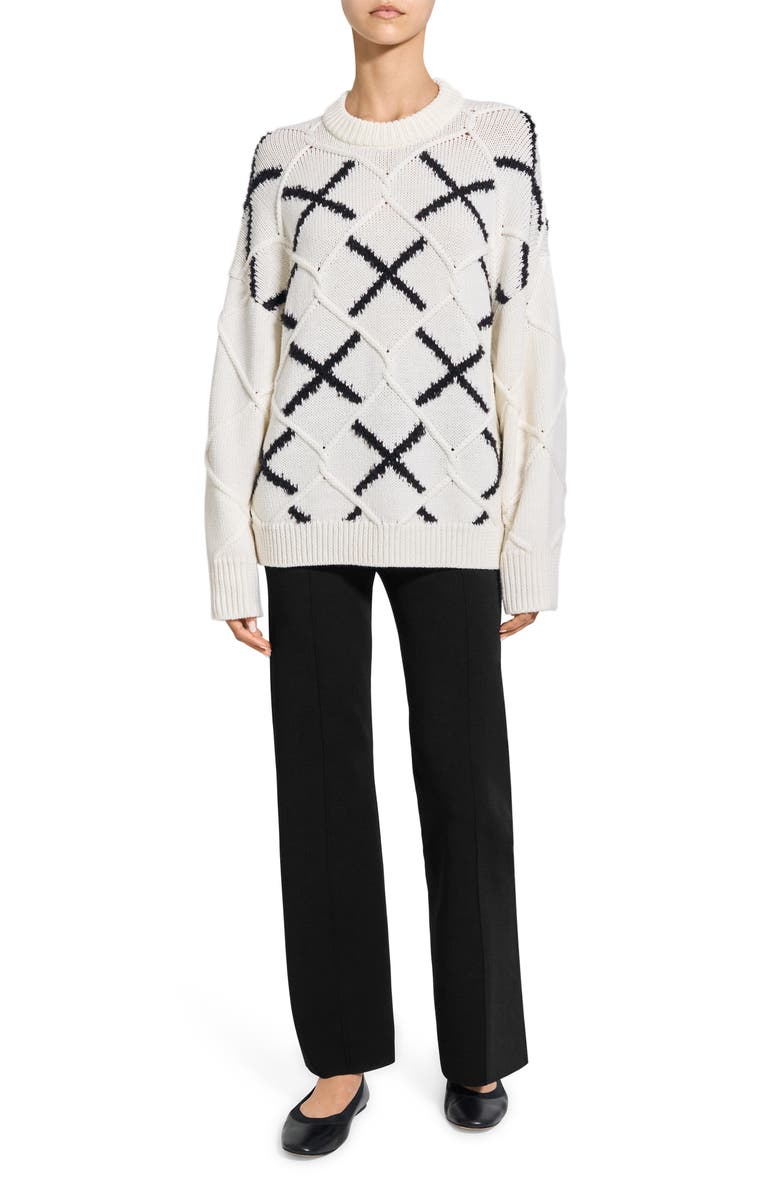 Theory Merino Wool Argyle Sweater, Alternate, color, White Multi