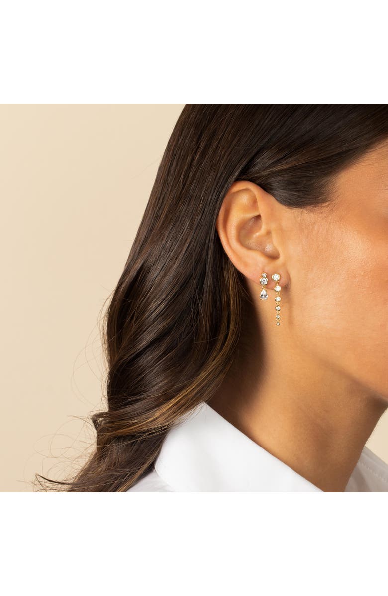 BY ADINA EDEN Double CZ Bezel X Teardrop Shaker Stud Earring, Alternate, color, 