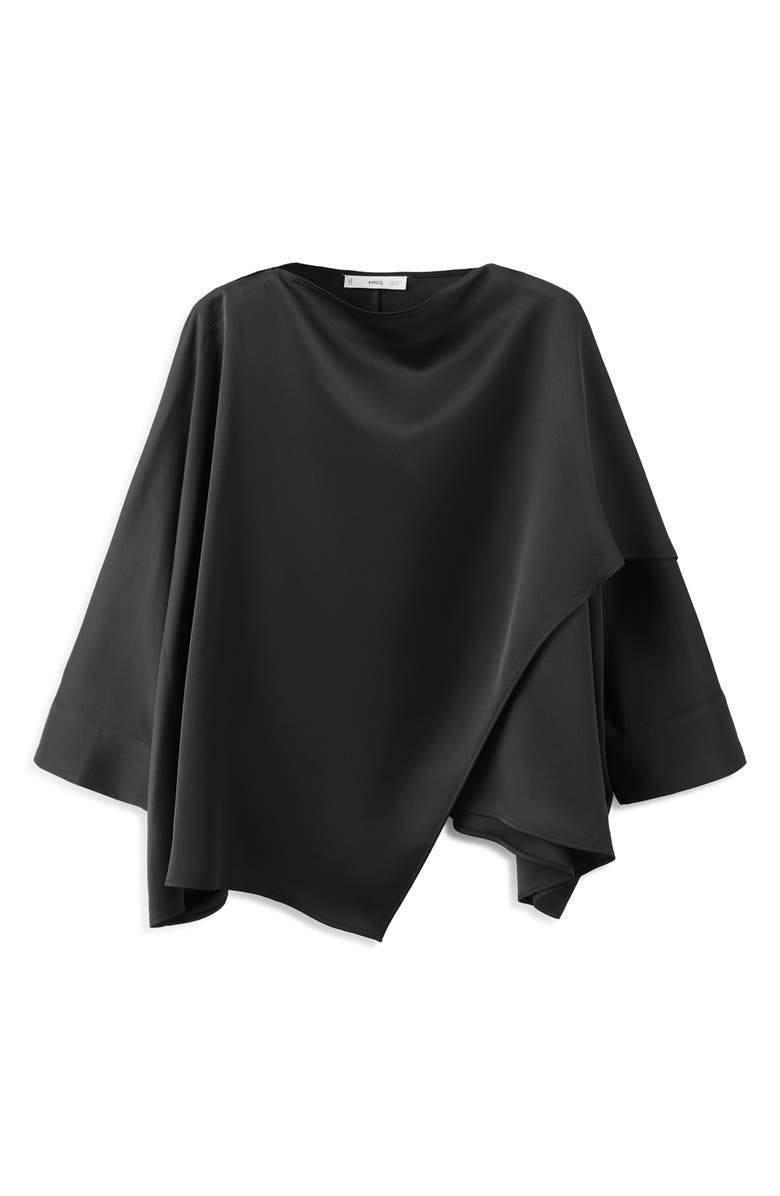 MANGO Asymmetric Satin Top, Alternate, color, Black