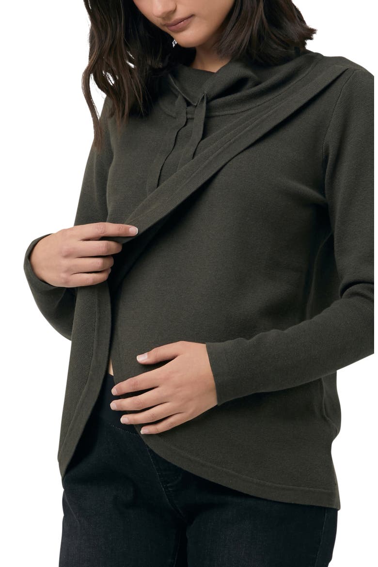 Cassie Crossover Knit Maternity Top, Alternate, color, KHAKI