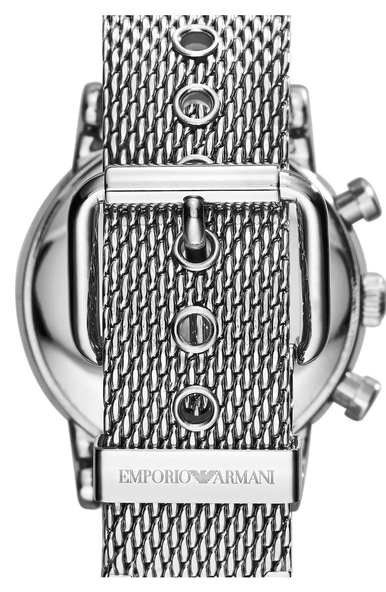 Emporio Armani Chronograph Mesh Strap Watch, 46mm, Alternate, color,