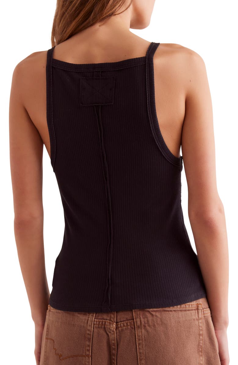Free People Mia Rib Tank, Alternate, color, Black