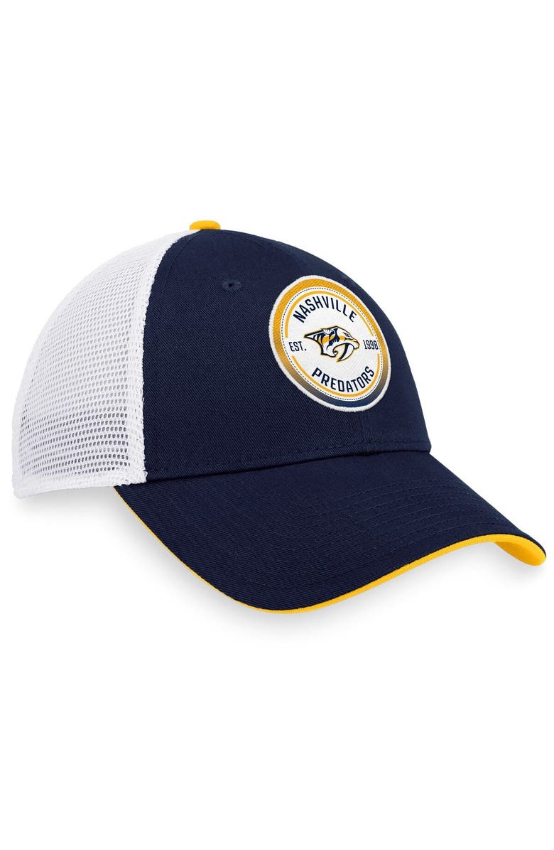 FANATICS Men's Fanatics Branded Navy/White Nashville Predators Iconic Gradient Trucker Snapback Hat, Alternate, color, 
