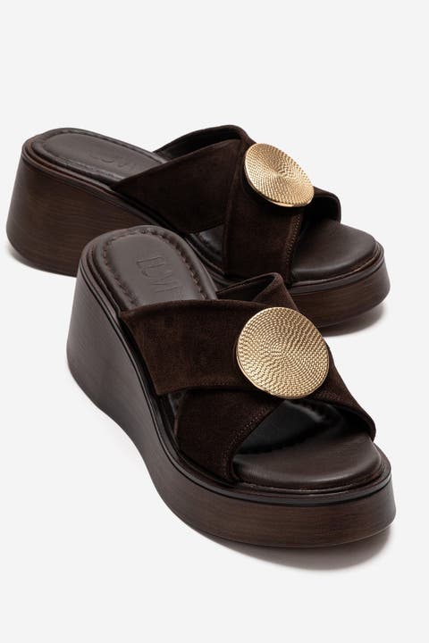 Fianna Leather Cross Strap Platform Sandal