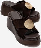 Forever & Always Shoes Fianna Leather Cross Strap Platform Sandal