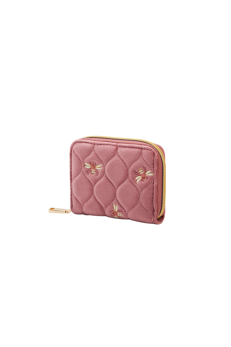 Embroidered Bee Small Wallet, Alternate, color, Rose Pink
