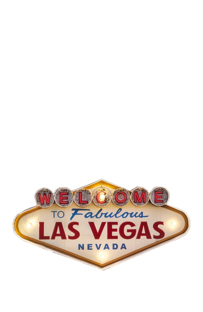 Bey-Berk Multi LED Lit Welcome to Las Vegas Wall Decor, Main, color,