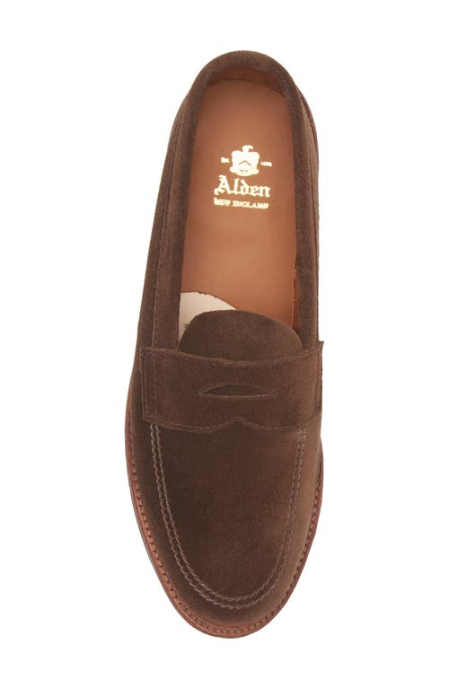Alden Shoe Company Alden Suede Penny Loafer In Brown