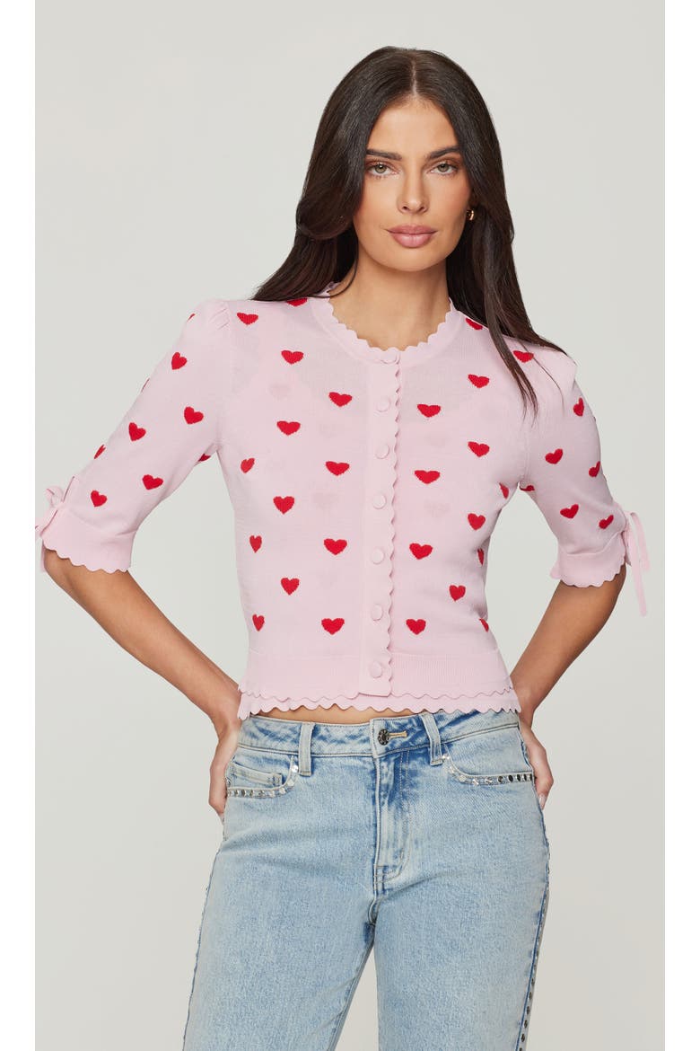 Tess Hearts Intarsia Cardigan, Main, color, pink