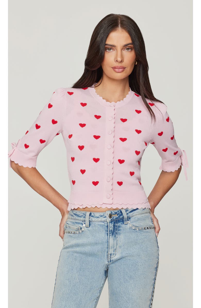 Generation Love Tess Hearts Intarsia Cardigan, Main, color, Pink