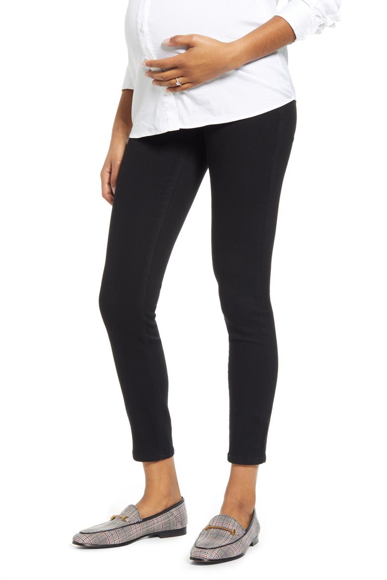 Re:Denim Ankle Skinny Maternity Jeans, Main, color, BLACK