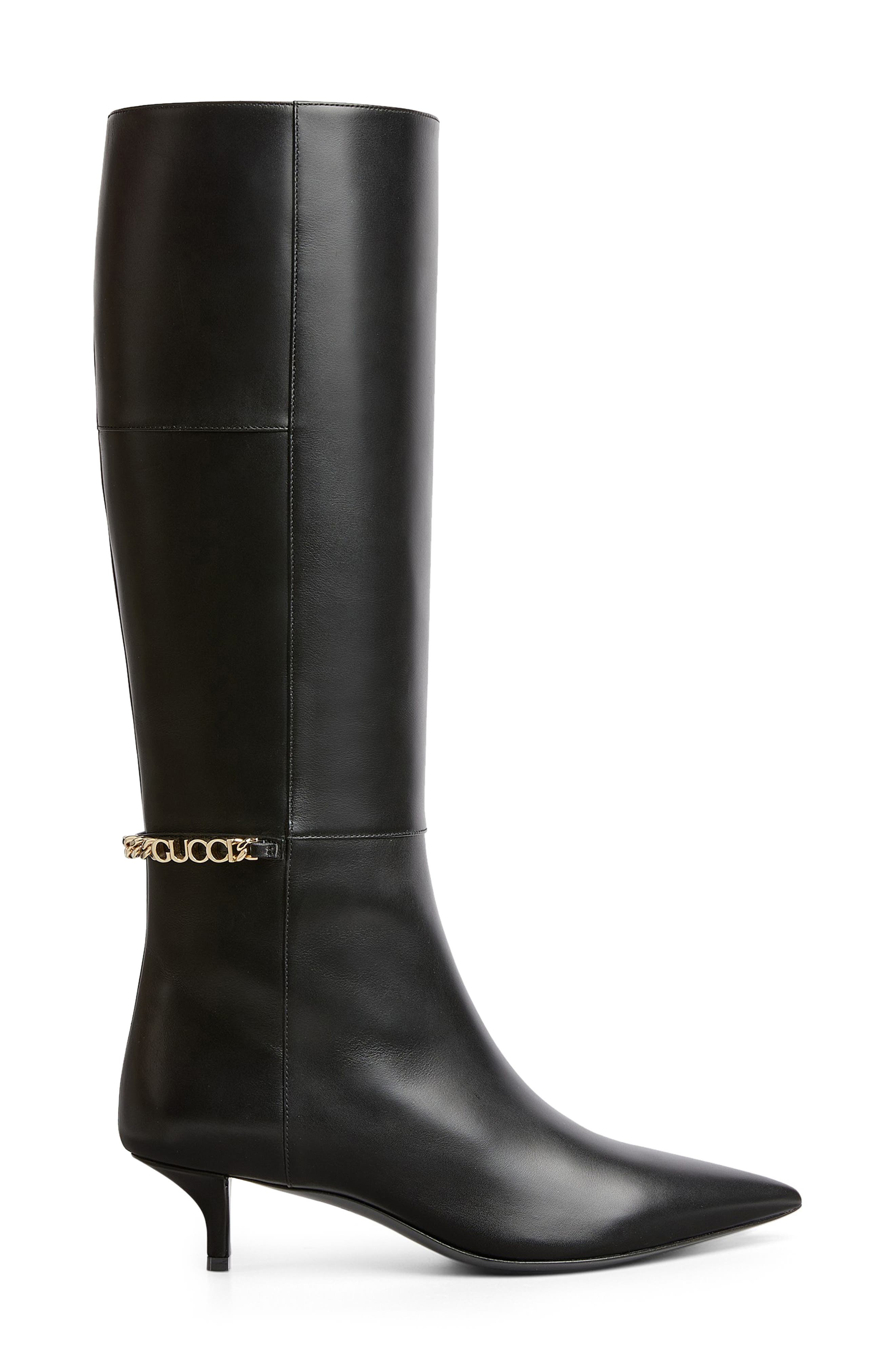 Gucci Signoria Kitten Heel Boot, Alternate, color, Black