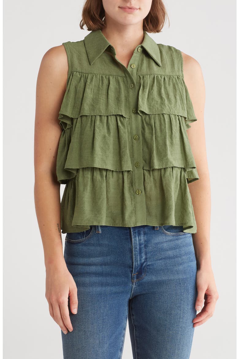 Aurora Sleeveless Tiered Top, Main, color, DILL