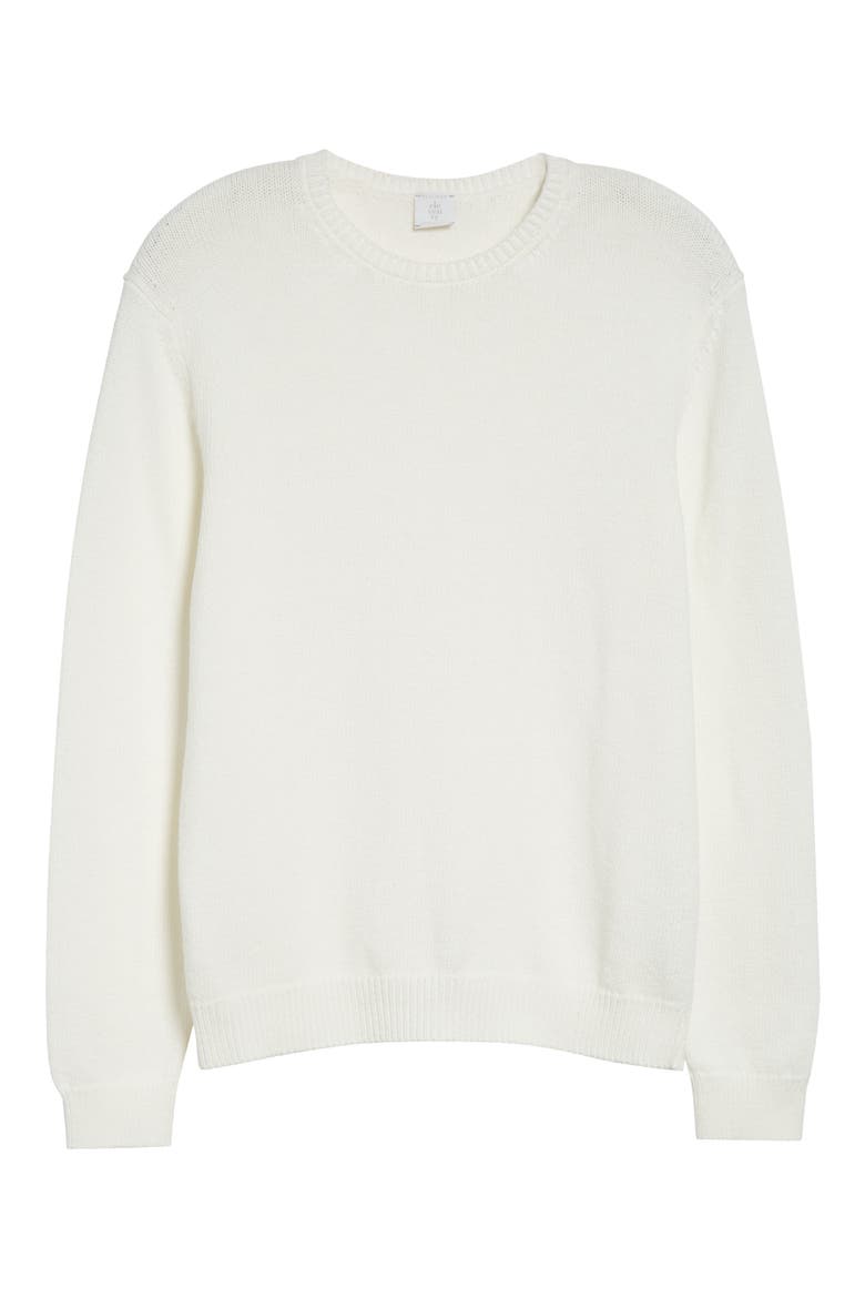 Cotton & Silk Crewneck Sweater, Alternate, color, 01 WHITE