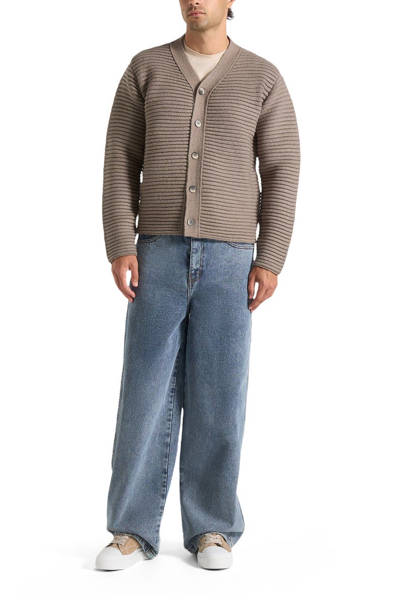 Anton Ribbed Knit Cardigan, Alternate, color, Taupe