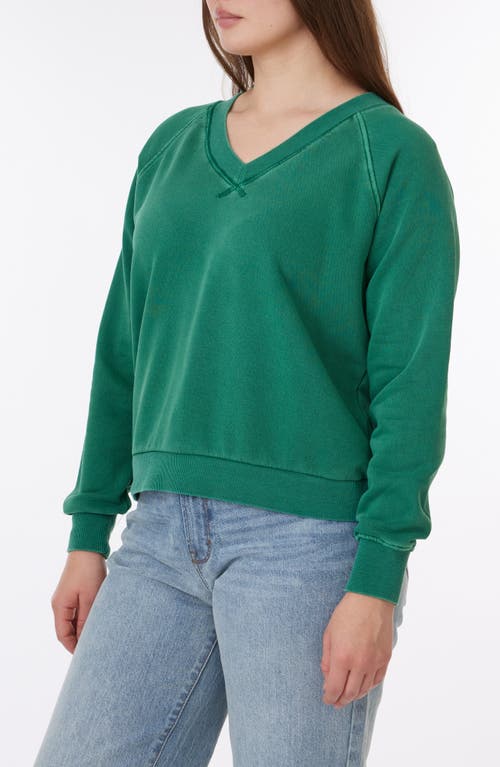 C&c California C & C California Delilah Sunwashed Fleece V-neck Sweatshirt In Pine Green