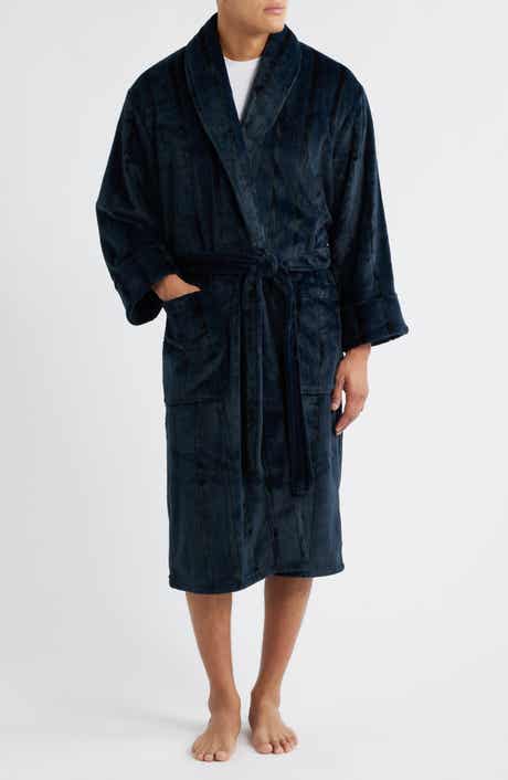 Daniel Buchler Wide Stripe Plush Shawl Collar Robe