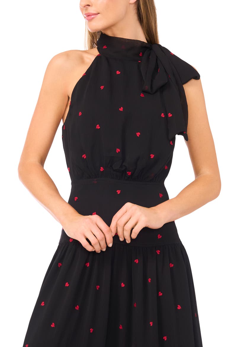 Embroidered Sleeveless Tiered Maxi Dress, Alternate, color, RICH BLACK