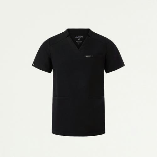 Jaanuu 3-pocket Classic Notched V-neck Scrub Top In Black