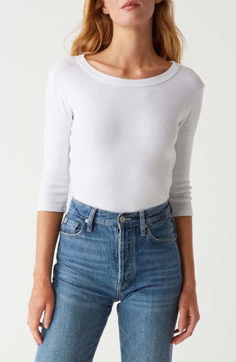 Dot Basic Three-Quarter Sleeve Crewneck T-Shirt