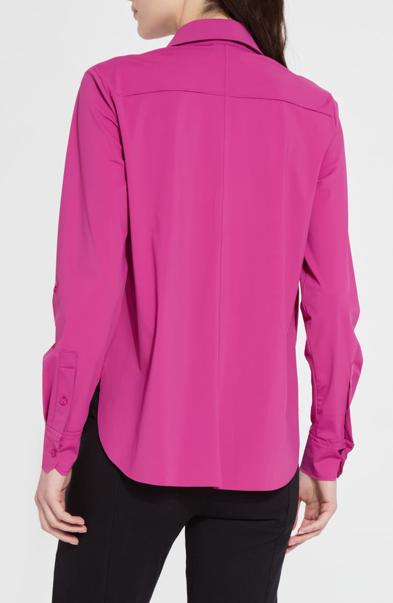 Lysse Roll Tab Button Down Shirt, Alternate, color, Fuchsia