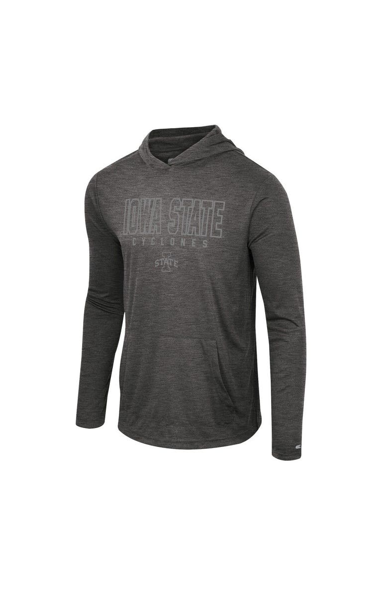 COLOSSEUM Men's Colosseum Heather Black Iowa State Cyclones Slub Long Sleeve Hoodie T-Shirt, Alternate, color, 