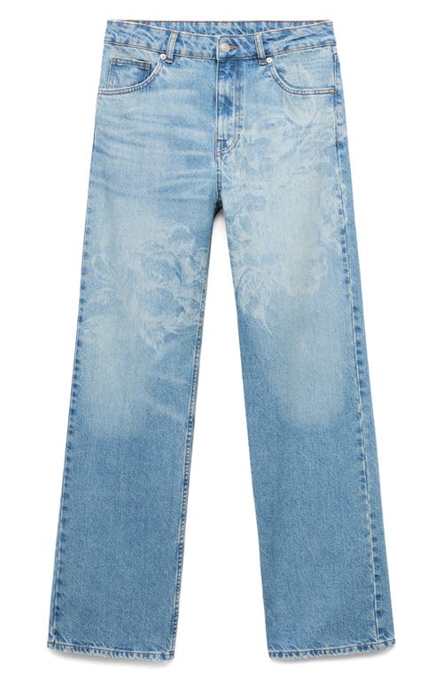 Mango Floral Straight Leg Jeans In Blue