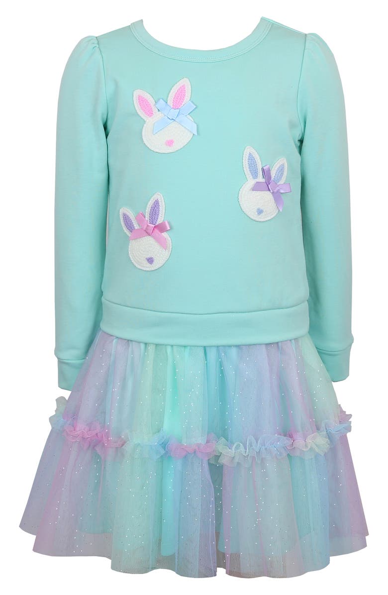 Zunie Kids' Long Sleeve Sequin Tutu Dress, Main, color, Mint Multi